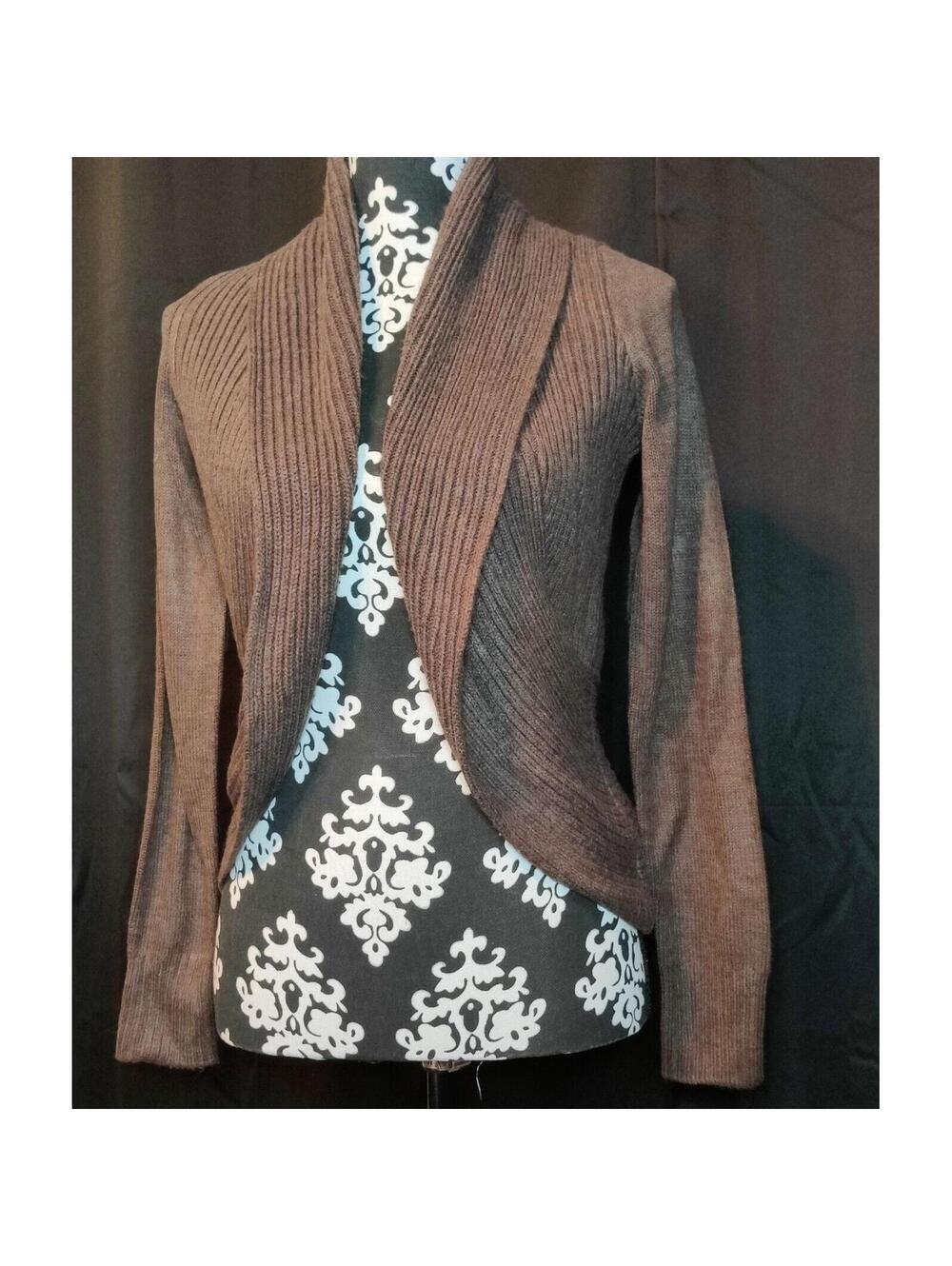 H&M Womens Basic Long Sleeve Taupe Knit Open Front Cardigan Brown Size Small